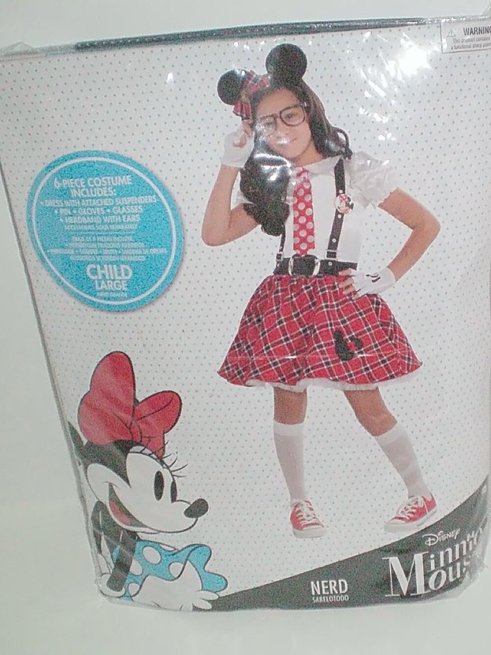 Disney Minnie Mouse Nerd 6 Piece Child Halloween Costume Size Large